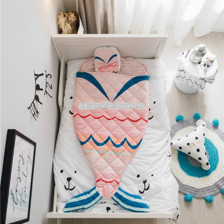 Baby Kids Cotton Pattern Detachable Sleep Bag Anti Kick Quilt(Mermaid)