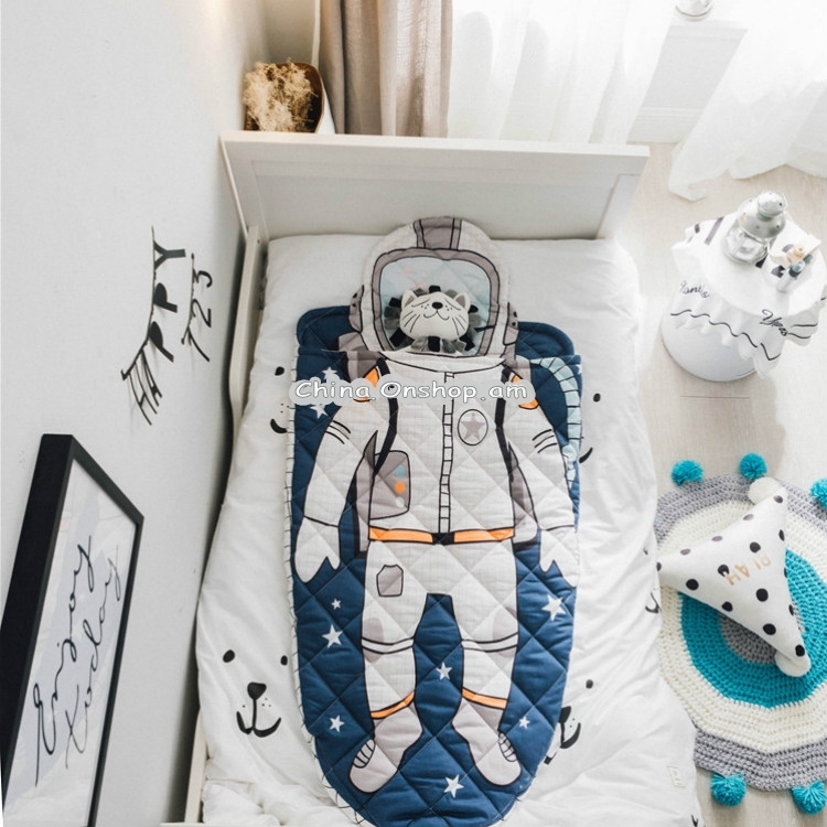 Baby Kids Cotton Pattern Detachable Sleep Bag Anti Kick Quilt(Astronaut)
