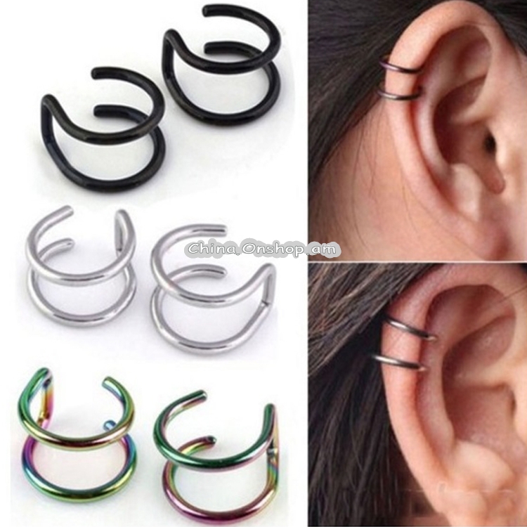 3 PCS Punk Rock Ear Clip Hollow Out U Shape Earrings Nose clip
