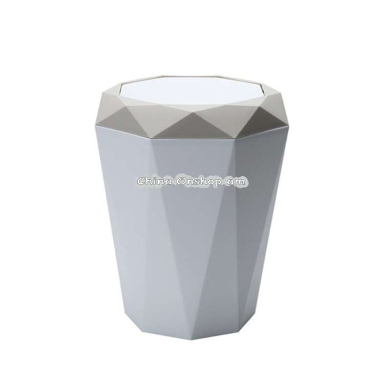 Living Room Desktop Mini Trash Can Diamond Shake Lid Trash Can, Size:L 28.6x25cm(Apricot)