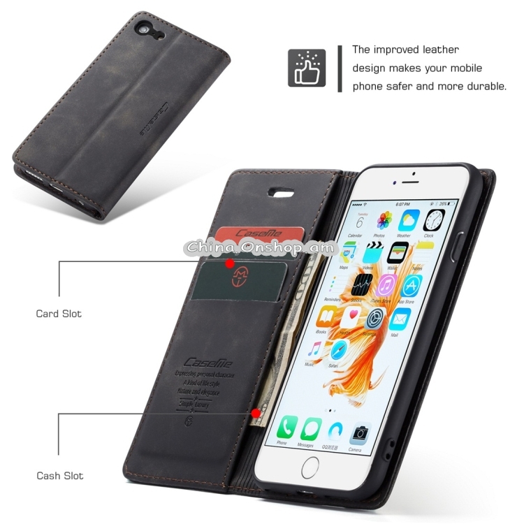 CaseMe-013 Multifunctional Retro Frosted Horizontal Flip Leather Case for iPhone 6 / 6s, with Card Slot & Holder & Wallet