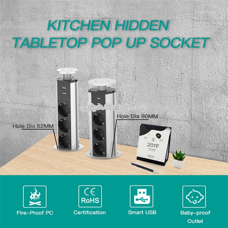 USB Desktop Office Kitchen Socket Hidden Desktop Socket