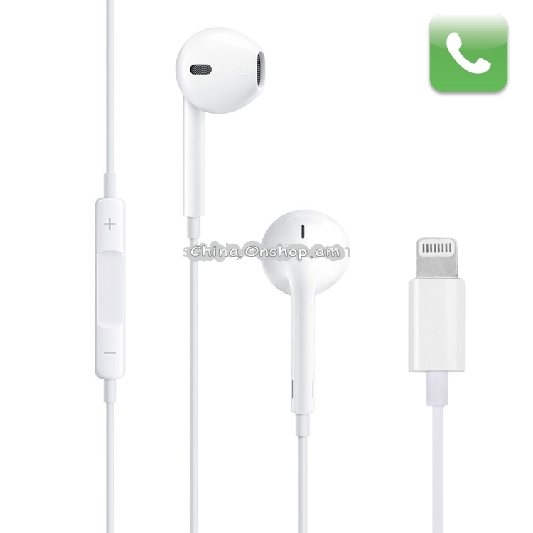 Stereo Bass Earpod Earphone Original Chips In-ear Headphone with Mic & Line Control & 8 Pin Connector for iPhone X, iPhone 8 & 7 / iPhone 8 Plus & 7 Plus, iPhone 6 & 6s