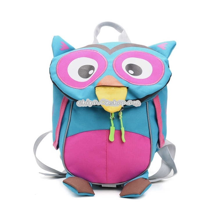 Cute Owl Shape Nylon Double Shoulders Bag Children Backpack Bag