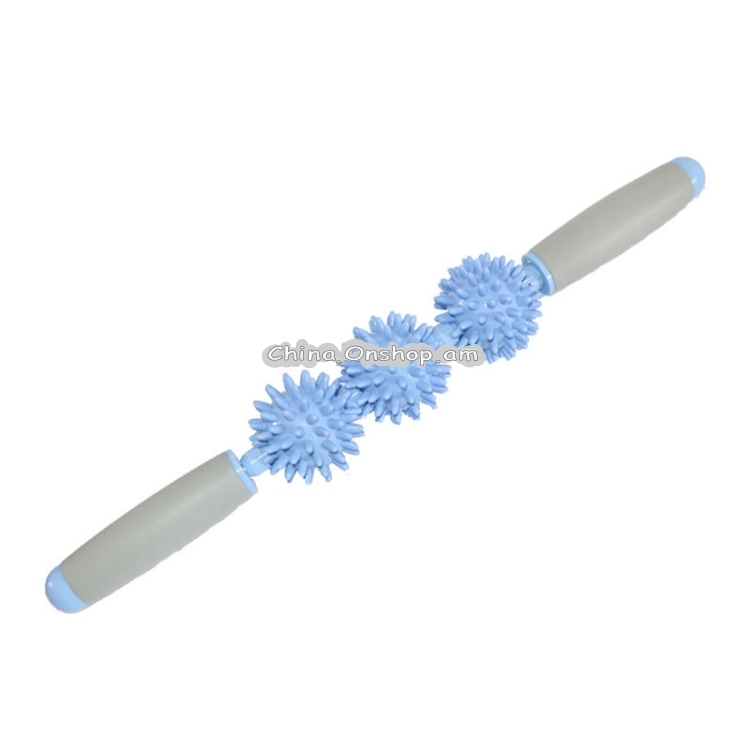 Yoga Health Care Triple Hedgehog Balls Neck Leg Hand Muscle Massage Stick