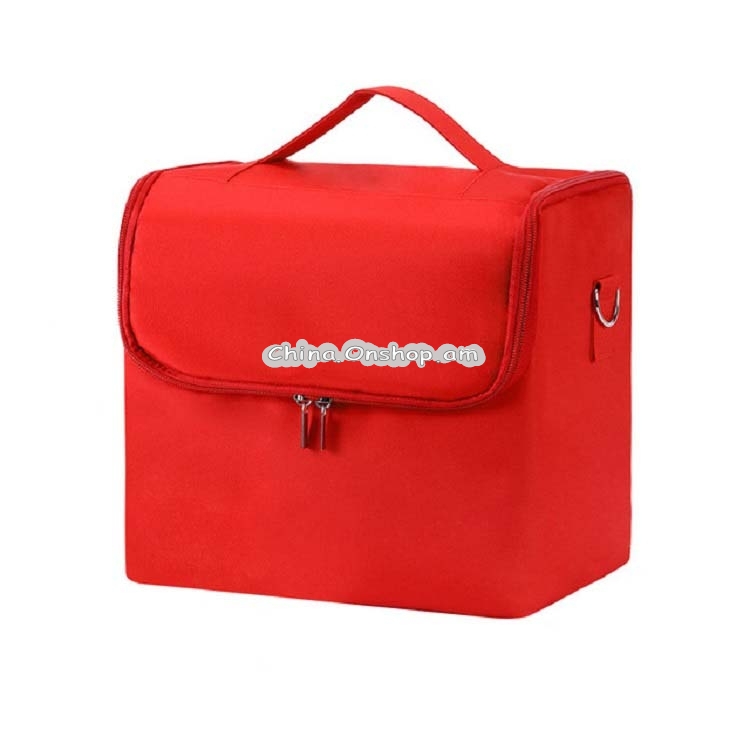 Large-capacity Multi-layer Professional Cosmetic Bag Portable Nail Makeup Toolbox(Rose Red)
