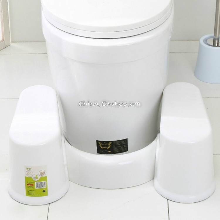 Plastic Thickening Bathroom Anti-skid Stool, Style:White Height 23cm + 1 Toilet Brush