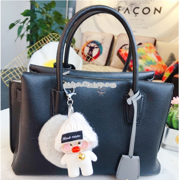 Creative Cartoon Hyaluronic Flocking Duck Doll Keychain Car Couple Key Chain Bag Pendant