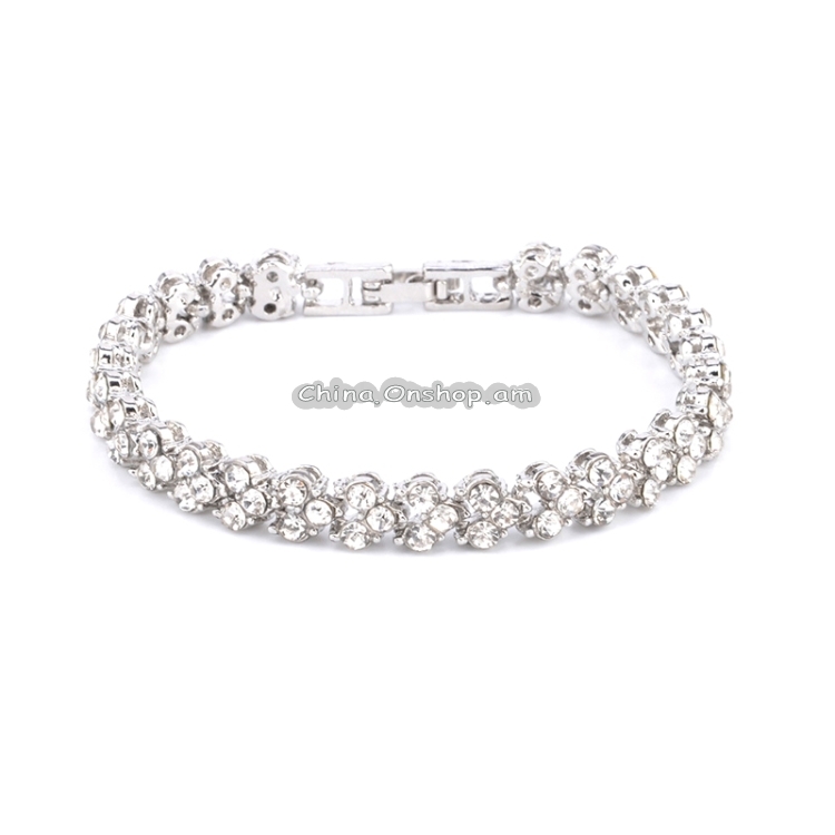 Glamorous Female Crystal Bracelet with Artificial Diamond Inlaid for Wedding, Engagement, Mother`s Day and Birthday Gift, Diameter: 5.25 cm, Perimeter:16.5 cm