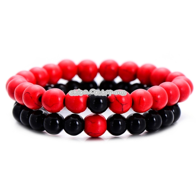 2PCS/Set Couples Distance Bracelet Classic Natural Stone Beaded Bracelets