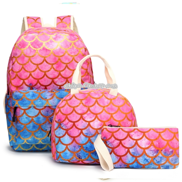 3 in 1 Children Backpack Schoolbag + Meal Bag + Pencil Case