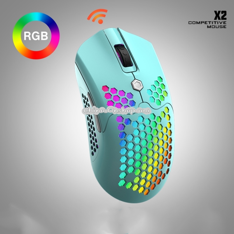FREEDOM-WOLF X2 12000 DPI 7 Keys Honeycomb Hollow RGB Dual-modes Gaming Mechanical Computer Notebook Wireless Mouse