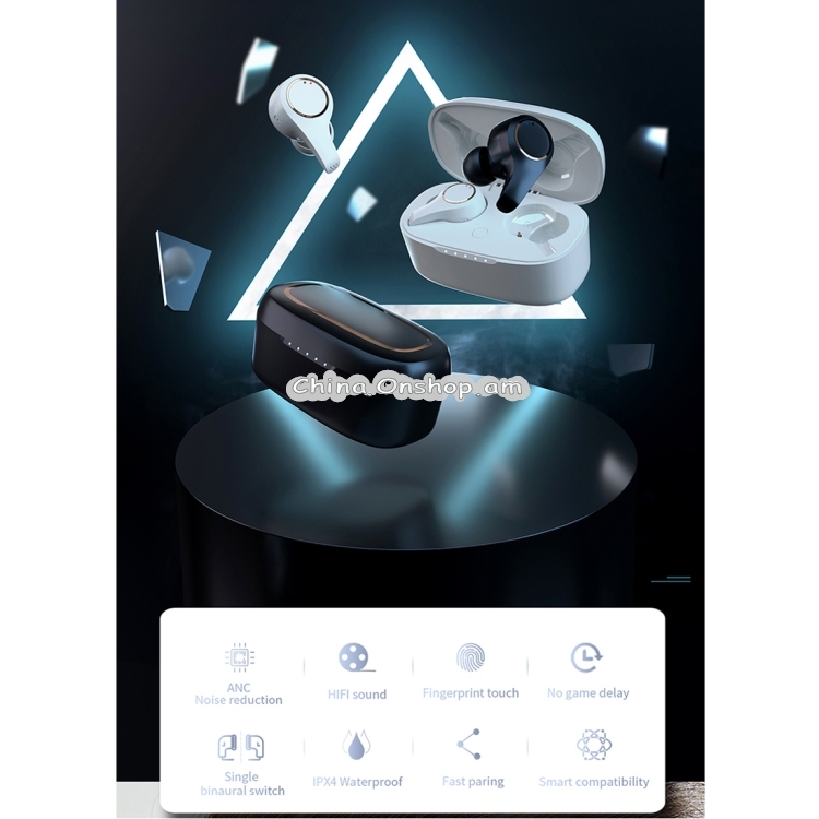 HAMTOD G08 Bluetooth 5.0 Waterproof TWS Active Noise Reduction Wireless Bluetooth Earphone with Charging Box(Black)