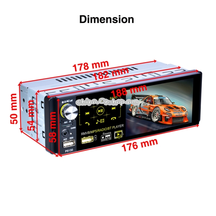 P5130 HD 1 Din 4.1 inch Car Radio Receiver MP5 Player, Support FM & AM & Bluetooth & TF Card, with Steering Wheel Remote Control