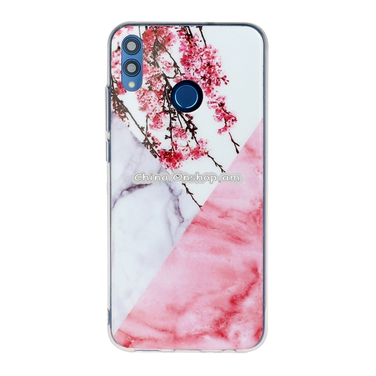 For Huawei Honor 8X Marble Pattern Soft TPU Protective Case(Plum Blossom)