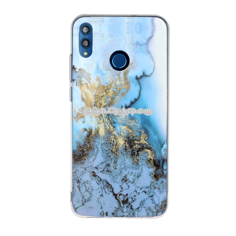 For Huawei Honor 8X Marble Pattern Soft TPU Protective Case(Sea Blue)
