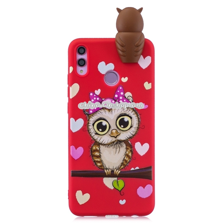 For Huawei Honor 8X Shockproof Cartoon TPU Protective Case(Red Owl)
