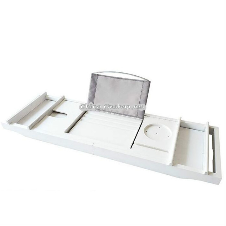 Bamboo Bathtub Rack Retractable Bathtub Tray Multi-function Soaking Bracket