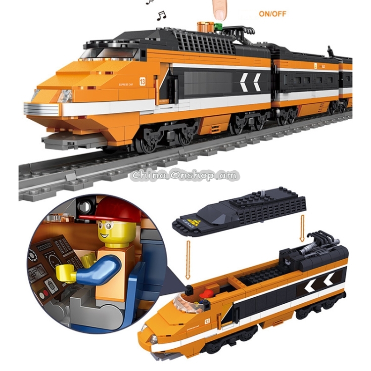 City Train Series Assembled Building Blocks Simulation Electric Rail Train Puzzle Toys