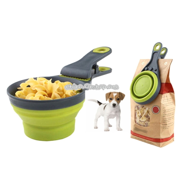 Creative Multifunctional Pet Silicone Collapsible TPE Dog Food Spoon Sealing Clip