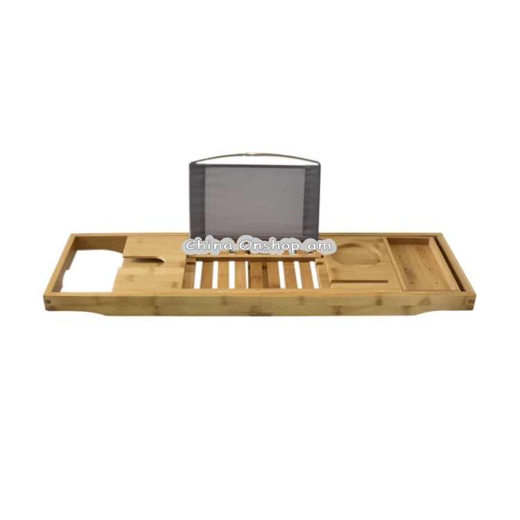 Bamboo Bathtub Rack Telescopic Multifunctional Toilet Rack Bathroom Soaking Rack, Style:Middle-strip