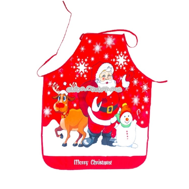 Fabric Print Snowman Christmas Apron Christmas Party Atmosphere Decoration,