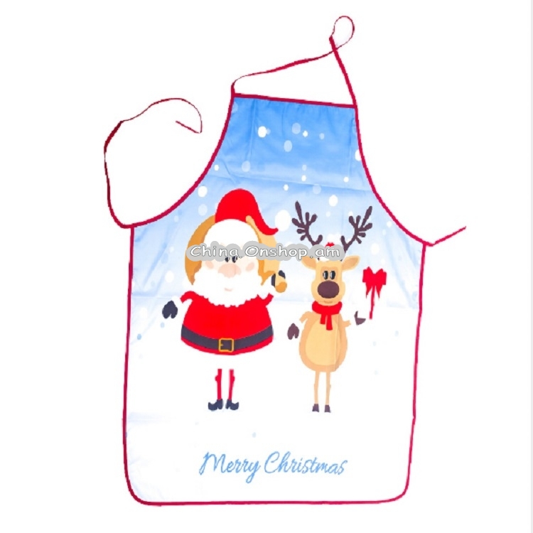 Fabric Print Snowman Christmas Apron Christmas Party Atmosphere Decoration,