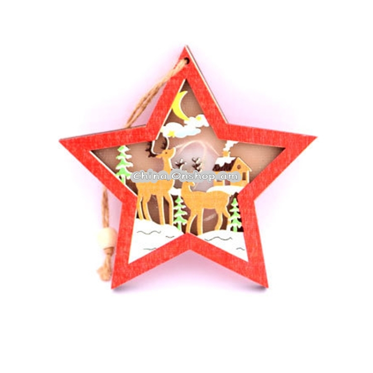2 PCS Christmas Decorations Christmas Tree Luminous Pendant(CarFive-pointed Star)