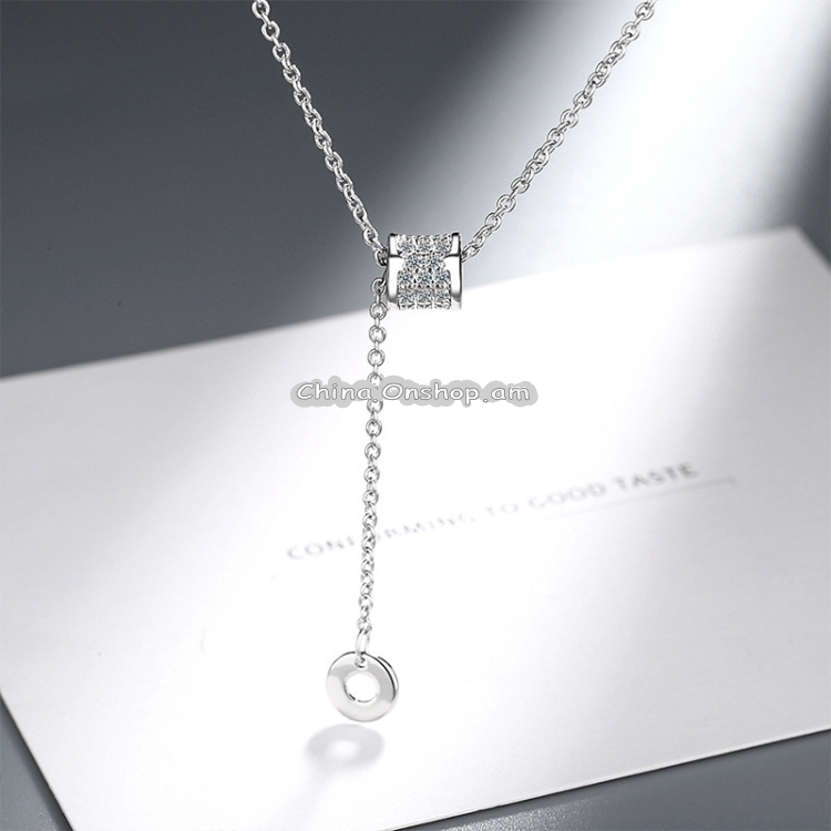 925 Sterling Silver Diamond Necklace Female Small Waist Jewelry