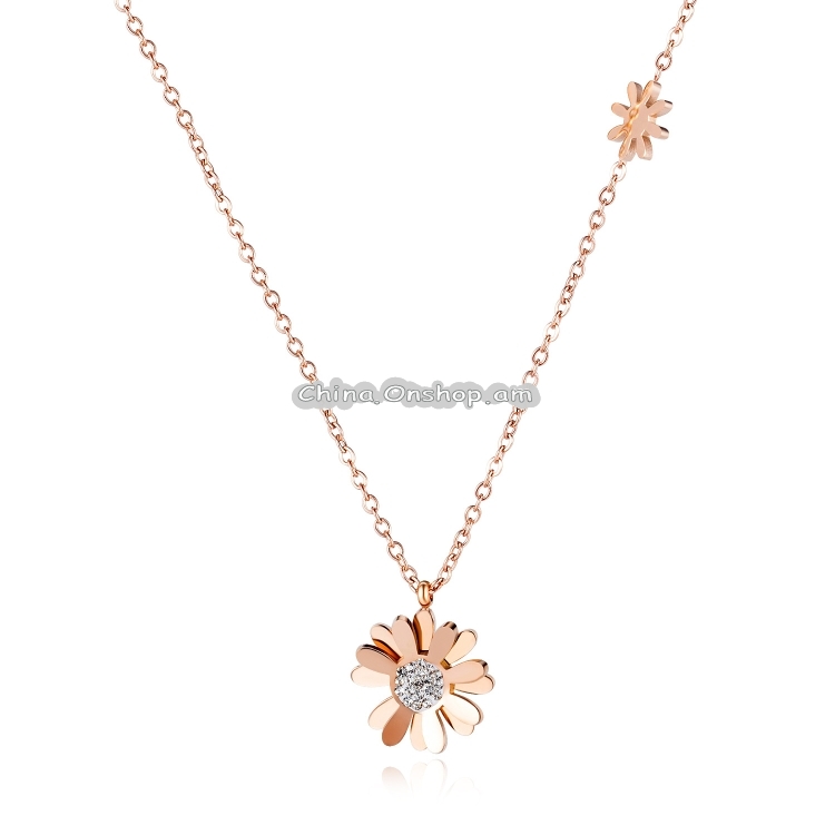 OPK 1653 Simple Clavicle Chain Small Daisy Titanium Steel Necklace