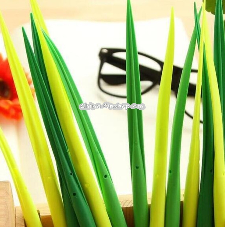 6 PCS Creative Stationery Grass Shape Soft Gel Pen Office Decoration Pen, Written:0.5mm(Black)