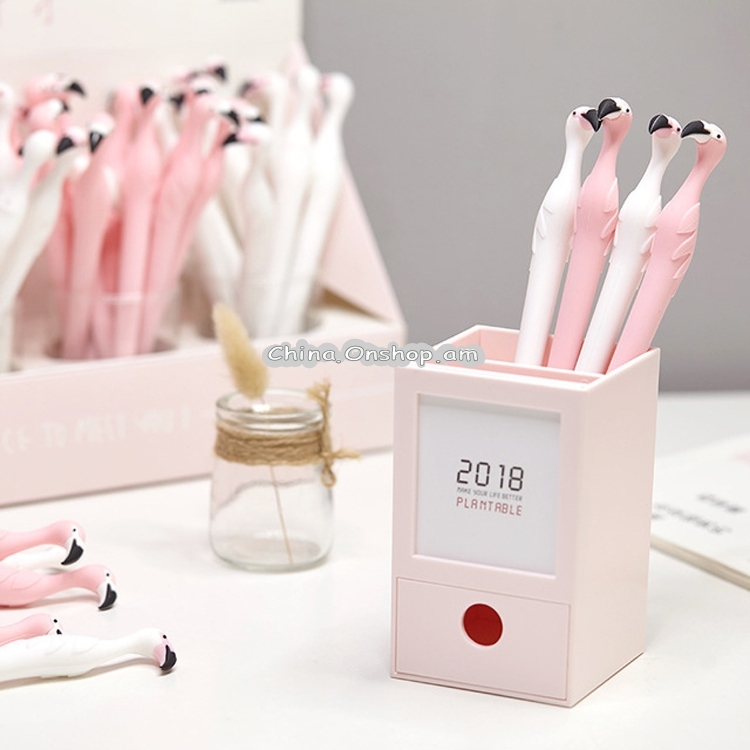 Creative 0.5mm Black Ink Cute Flamingo Gel Pen Office School Supplies, Random