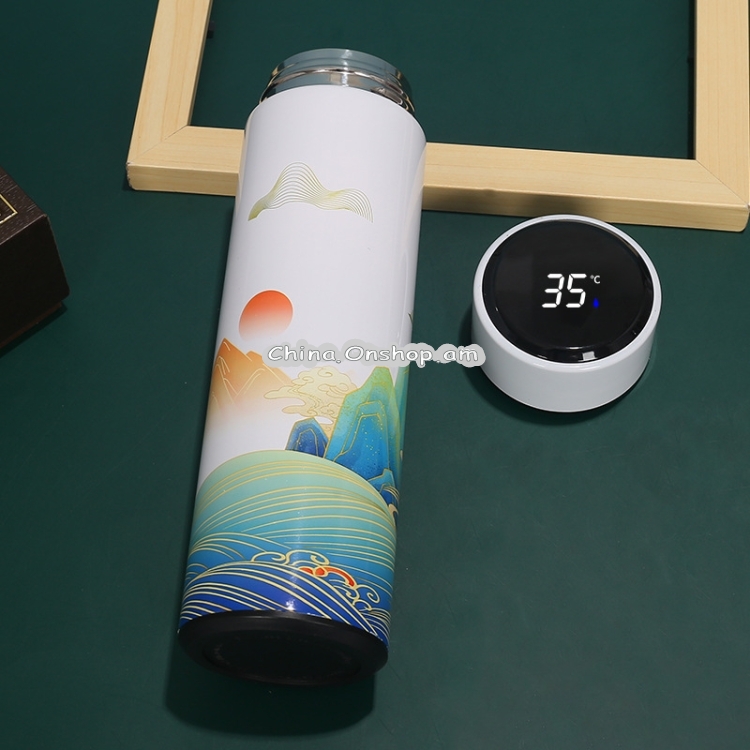 Retro Intelligent Temperature Measurement Stainless Steel Couple Thermos Cup