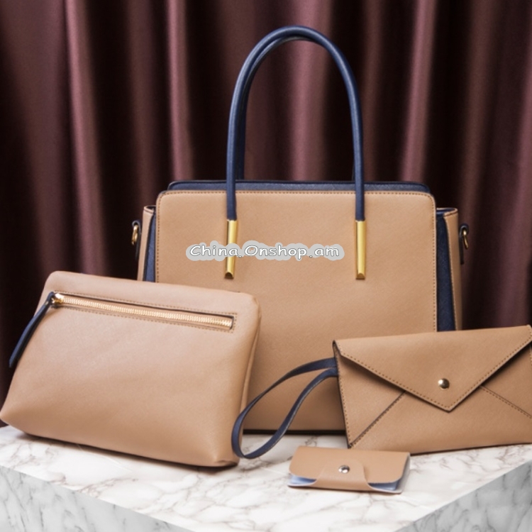 4 In 1 Fashion Color-Block Messenger Handbag Large-Capacity Bag