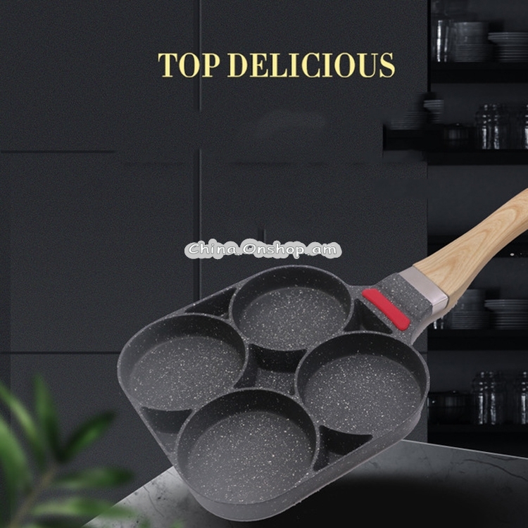20cm Home-made Maifan Stone Four-hole Fried Egg Non-stick Flat-bottom Egg Dumpling Pot Breakfast Artifact