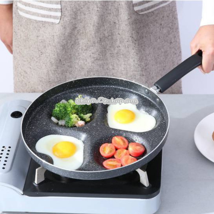 Multifunction Nonstick Frying Pan Aluminium Alloy 4 Units Cookware Fry Egg Pan Pancake Steak Pan for Gas Cooker