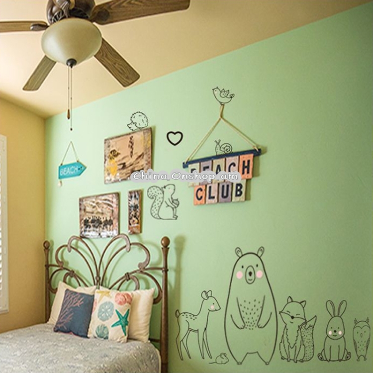 Cute Shy Animals Removable Wall Stickers Bedroom Living Room Children Room Porch Wall Decoration