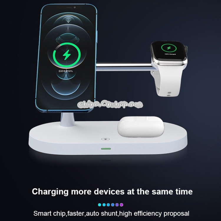T268 5 in 1 15W Multi-function Magnetic Wireless Charger for iPhone 12 Series & Apple Watchs & AirPods 1 / 2 / Pro, with LED Light