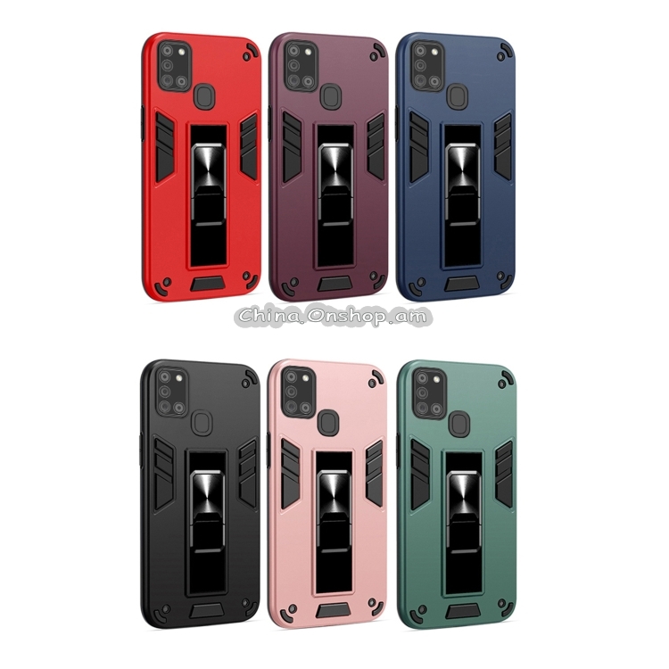 For Samsung Galaxy A21s 2 in 1 PC + TPU Shockproof Protective Case with Invisible Holder
