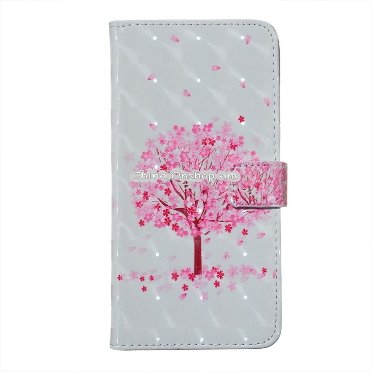 Pink Tree Pattern Horizontal Flip Leather Case for Galaxy A7 (2018), with Holder & Card Slots & Photo Frame & Wallet