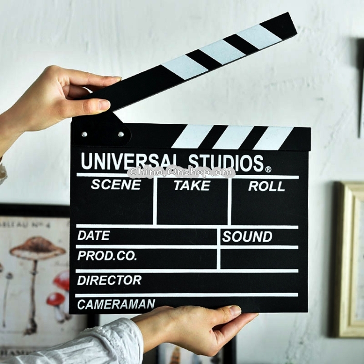Wooden Clapboard Director Film Movie Clapper Board Slate Home Decoration, Random Color Delivery