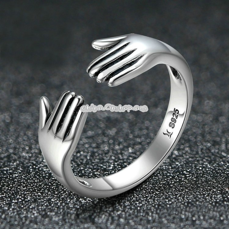 S925 Sterling Silver Ring Give Me A Hug Palm-shaped Ladies Ring