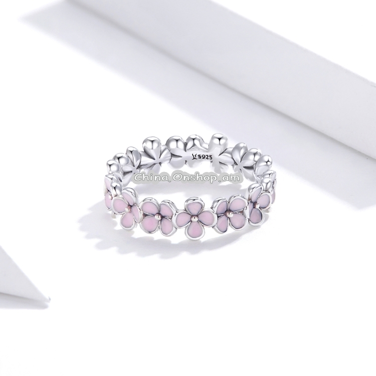 S925 Sterling Silver Pink Wreath Women Ring