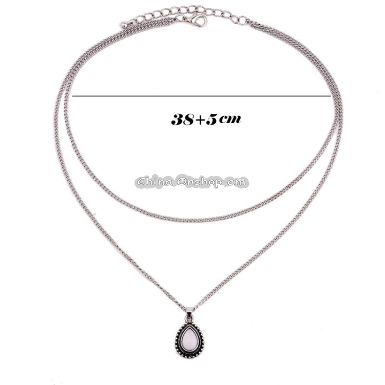 Fashion Retro Water Drop Shape Multi-layer Crystal Pendant Necklace(Drops necklace)