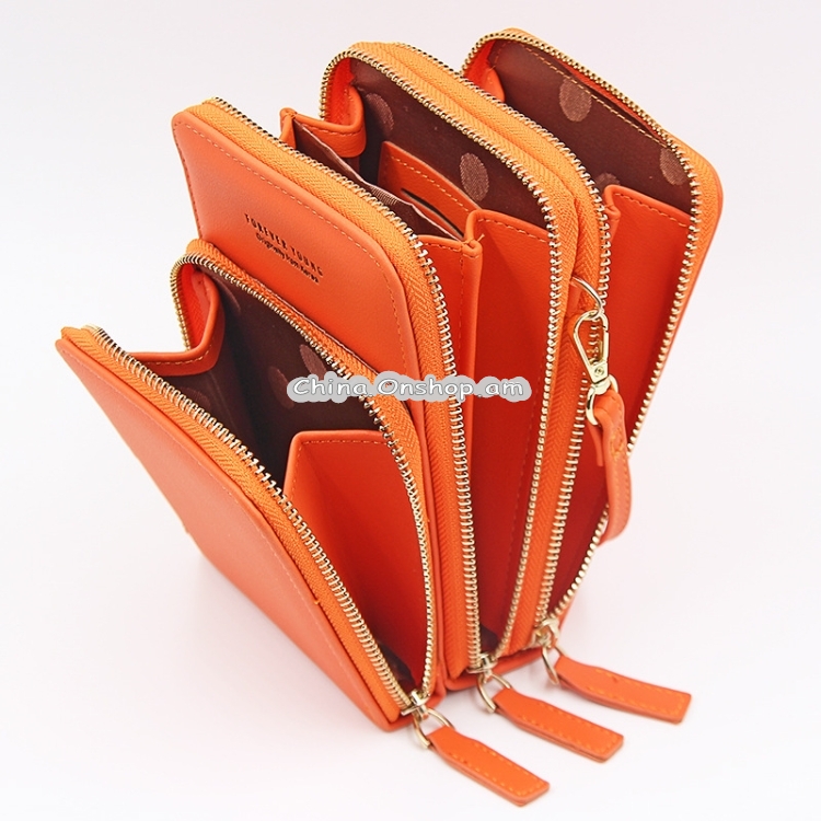 Ladies Mobile Phone Bag PU Vertical Large Capacity Mobile Phone Single-Shoulder Messenger Bag