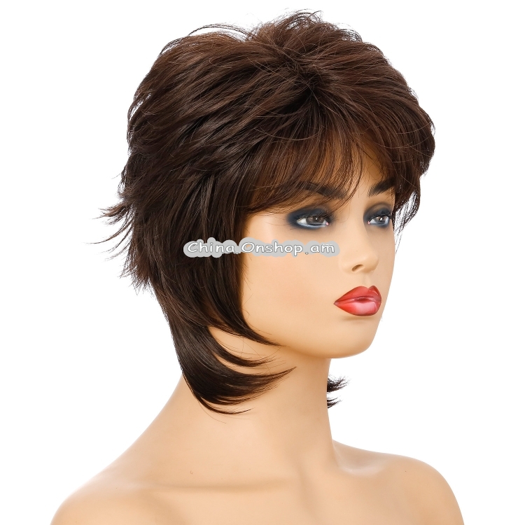 Women Short Hair Wig Full Bangs Chemical Fiber Hair Cover