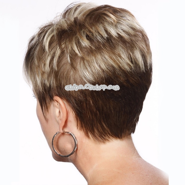 Ladies Diagonal Bangs Short Straight Hair Wig
