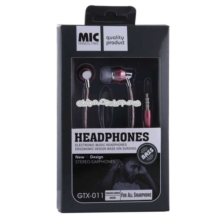 GTX-011 1.2m Bass Stereo Sound In-ear Wire Control Sports Earphone with Mic