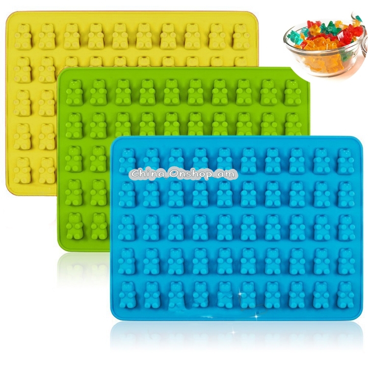 50 Holes Small Bear Chocolate Tray Silicone Mold Cookie Mold Candy Mold, Random Color Delivery, Size: 19*13.7*1cm