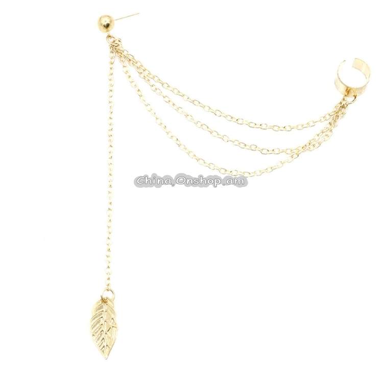 Women Fashion Vintage Charm Leaf Tassels Earrings